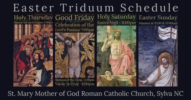 Easter Triduum Schedule - Parish of St. Mary Mother of God